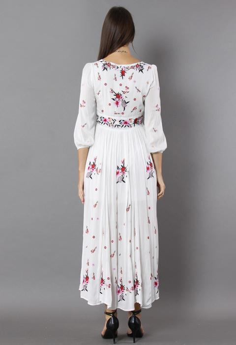 Wondrous Floral Embroidered Maxi Dress from Chic wish on 21 Buttons