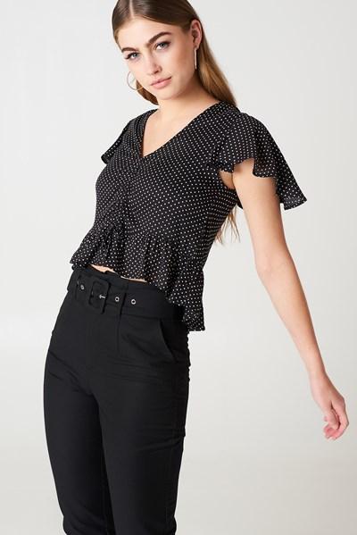 Na-kd Boho Drawstring Bell Sleeve Blouse - Black