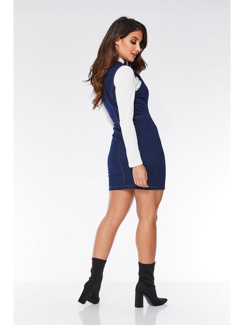 quiz blue denim button front dress
