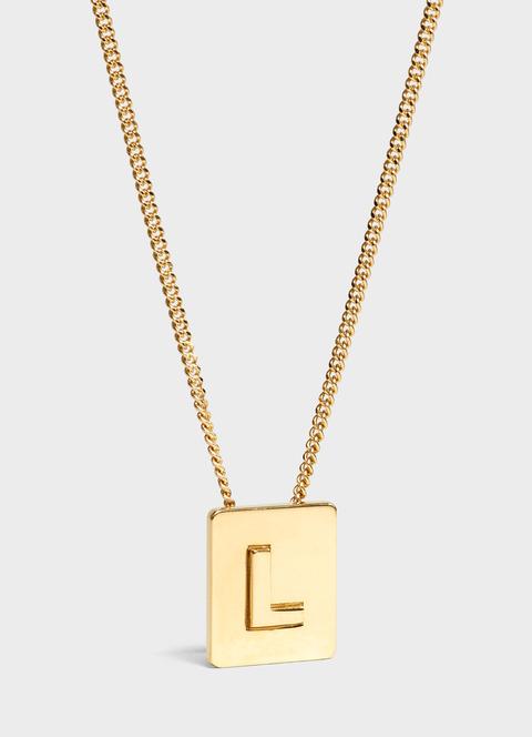 Alphabet L Necklace In Brass With Gold Finish