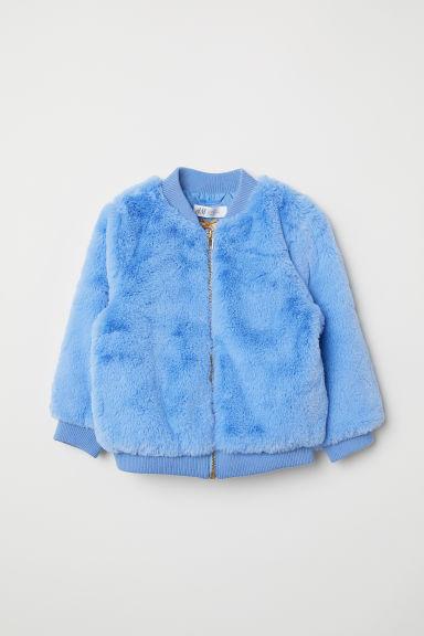 H & M - Куртка Из Искусственного Меха - Blue