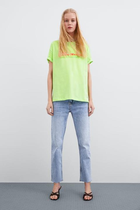Neon Slogan T-shirt from Zara on 21 Buttons