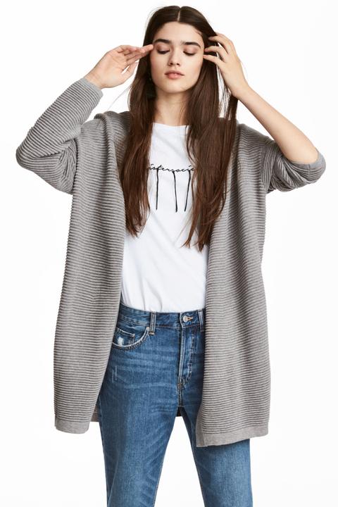 Rib-knit Cardigan