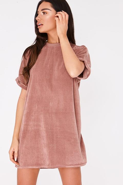 Rose Dresses - Sarah Ashcroft Dusty Rose Teddy Fleece Oversized T Shirt Dress