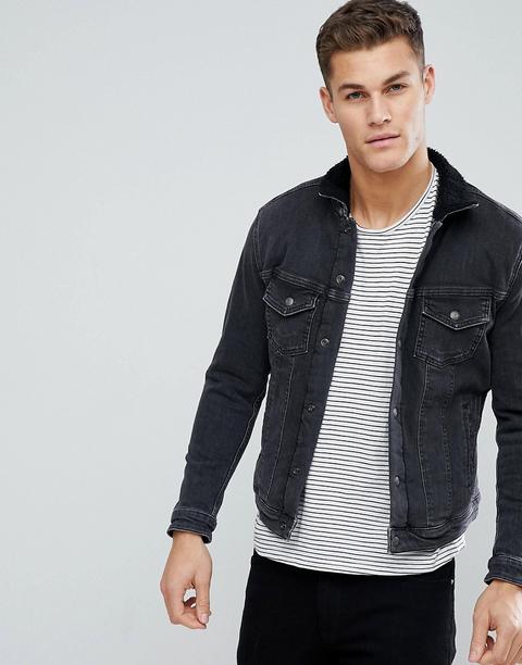 Jack & Jones Intelligence Denim Jacket With Full Borg Lining - Denim 746