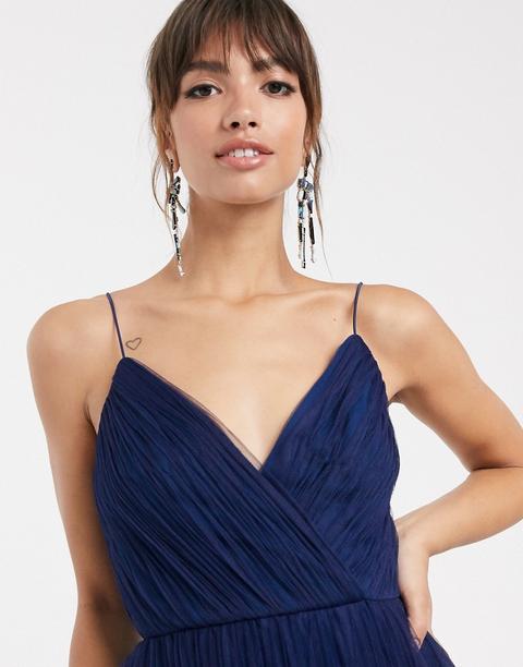 cami pleated tulle maxi dress