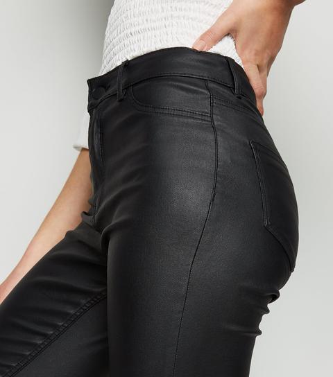 black coated leather look jeans