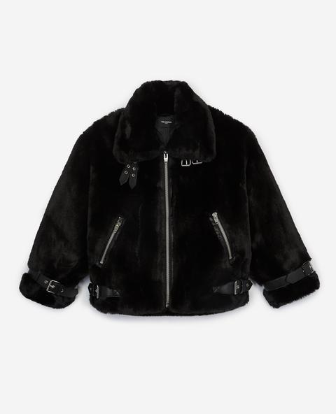 Manteau Fausse Fourrure Noir Court