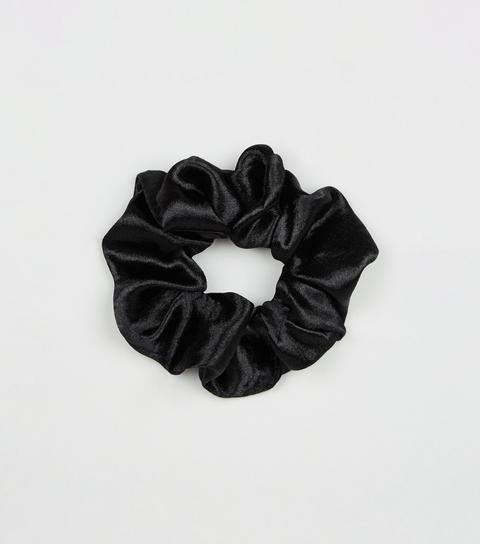 Black Satin Scrunchie New Look