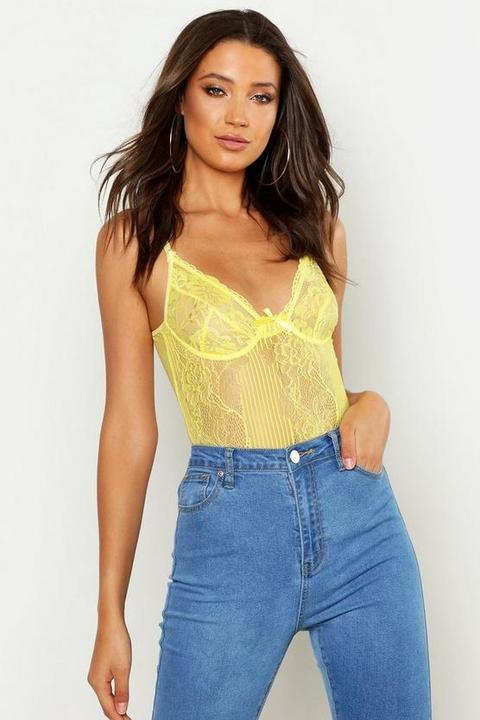 yellow lace bodysuit outfit