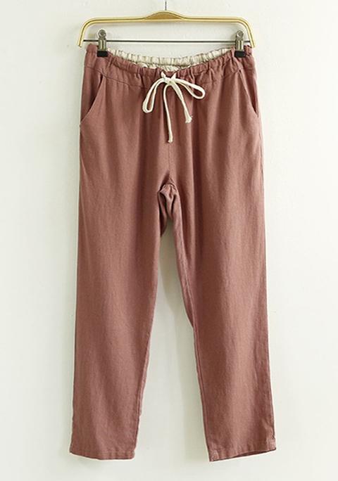 Pantaloni Puro Coulisse Vita 7/8 Cameo Marrone