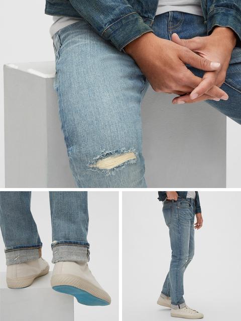 selvedge slim jeans with gapflex