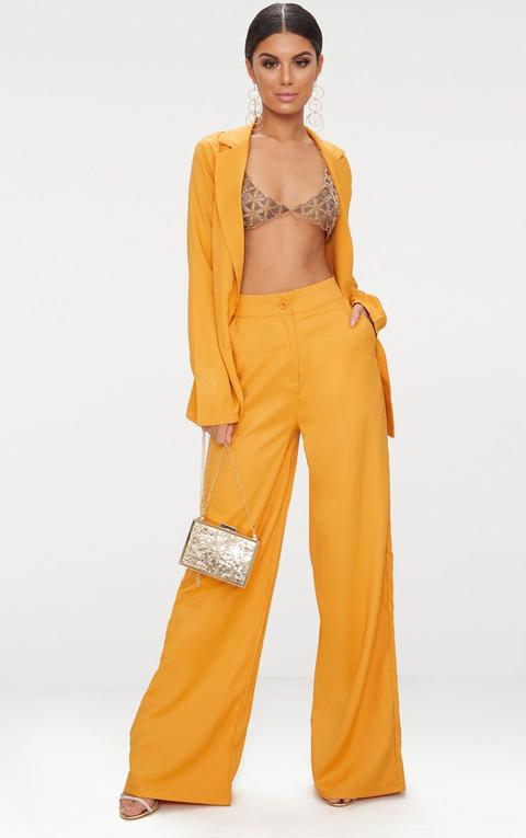 Mustard Wide Leg Suit Trouser, Yellow