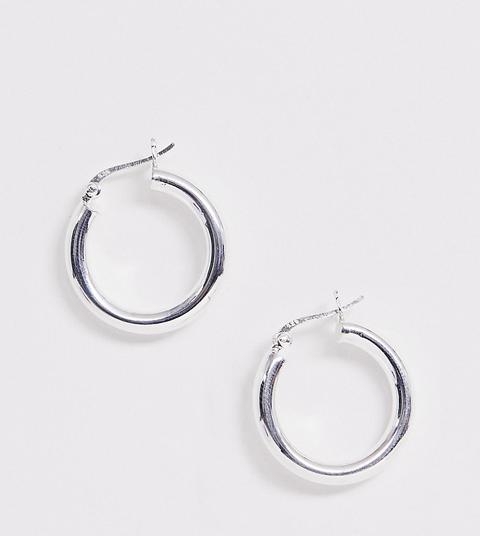 Asos Design Sterling Silver Tube Hoop Earrings In 25mm