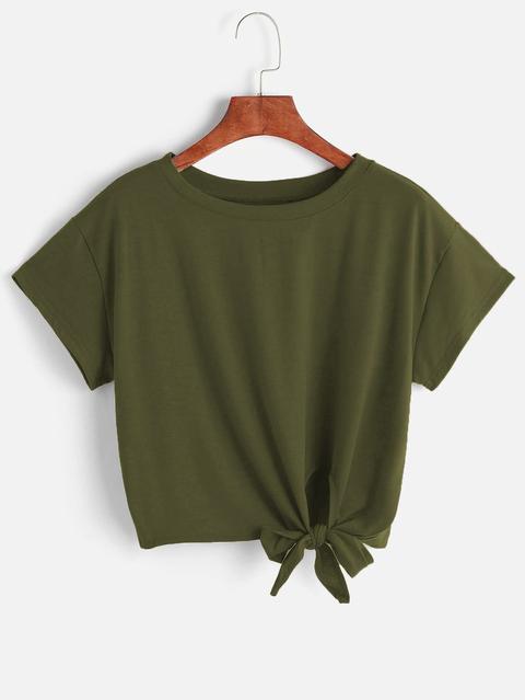 T-shirt Crop Con Fiocco