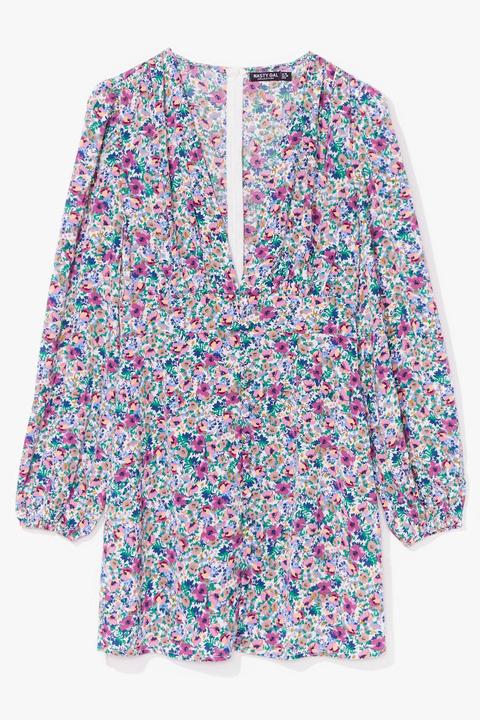 Womens Dressing Gown Courte Volantée À Manches Ballon Et Imprimé Fleuri - Blanc - 38, Blanc