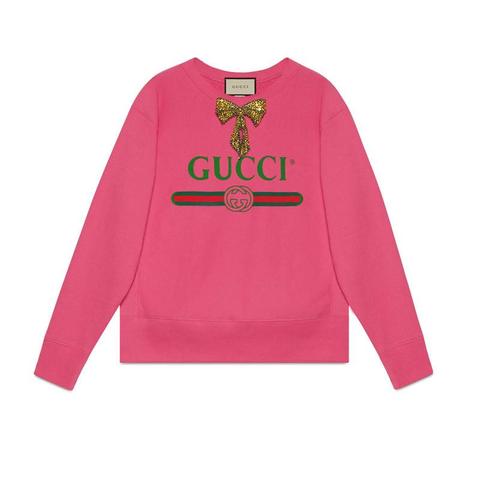 Felpa Oversize Con Logo Gucci E Fiocco