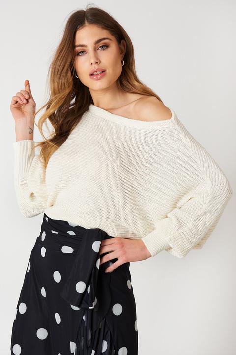 Na-kd Trend Off Shoulder Knitted Sweater - Offwhite