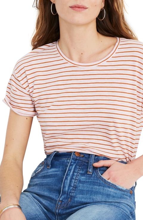 Whisper Cotton Stripe Crewneck Tee