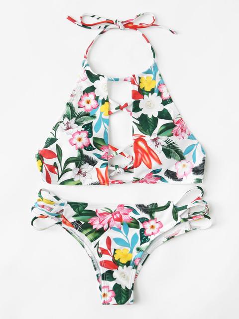 Set Di Bikini Con Stampa Di Fiore