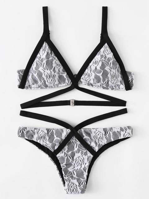 Set Di Bikini In Pizzo Floreale