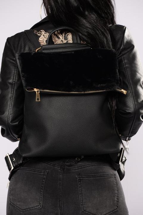 black fur backpack