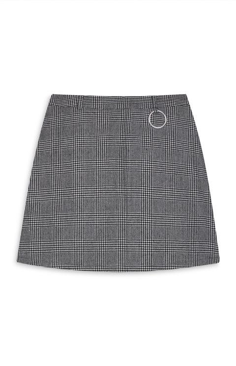 Monochrome Check Mini Skirt