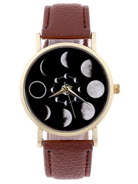 Lunar Eclipse Faux Leather Quartz Watch