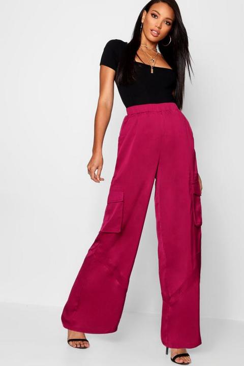 Woven Wide Leg Cargo Trousers