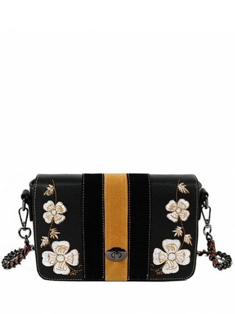 Patrón De Flores Bordado A Rayas Bolso De Crossbody