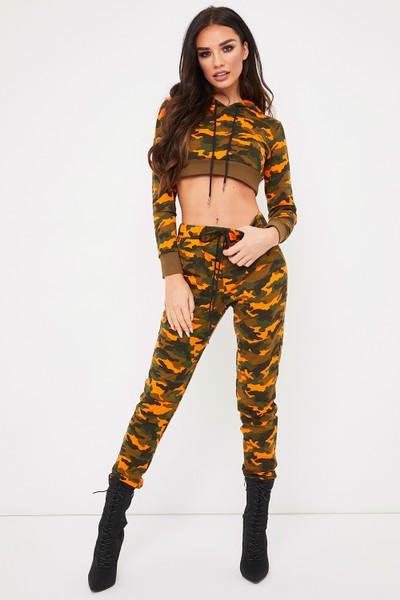 Carmen Orange Camo Tracksuit Bottoms