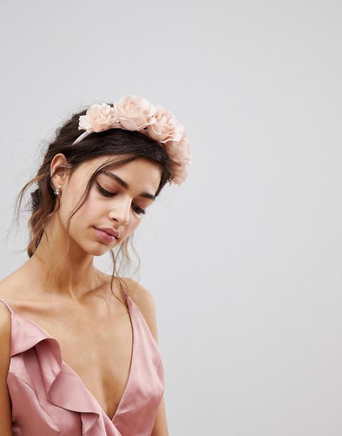 Diadema Llamativa De Dama De Honor En Color Colorete Con Flores De Asos