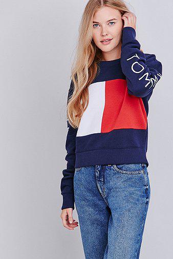 Tommy Jeans Big Flag Navy Knitted Sweatshirt - Womens S