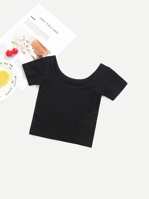 Girls Plain Crop Tee