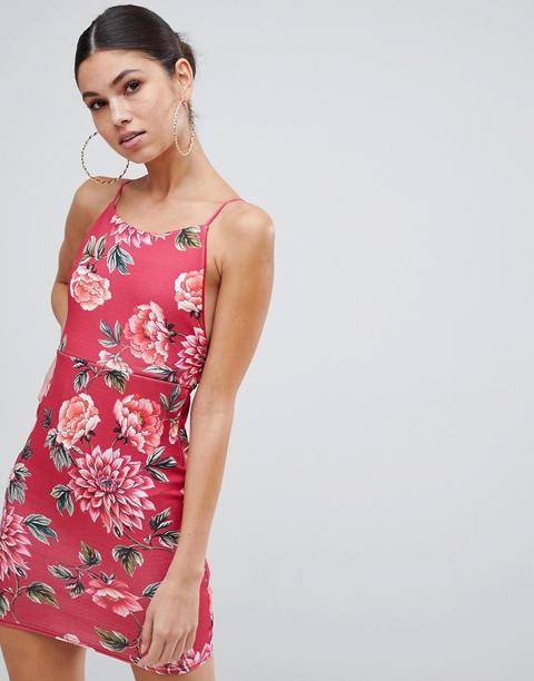 Vestido Ajustado Floral Con Cuello Subido De Missguided-multicolor