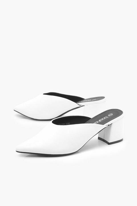pointed block heel mules