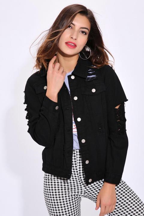 i saw it first black denim jacket