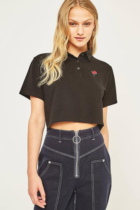 Bdg Cropped Embroidered Polo Shirt - Womens L