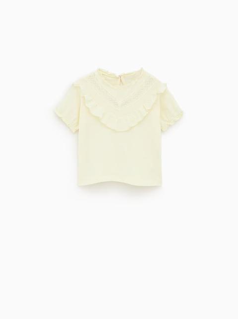 T-shirt Con Volant E Ricami