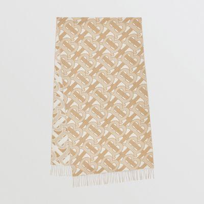 Écharpe En Jacquard De Cachemire Monogram (sable Clair) | Site Officiel Burberry®