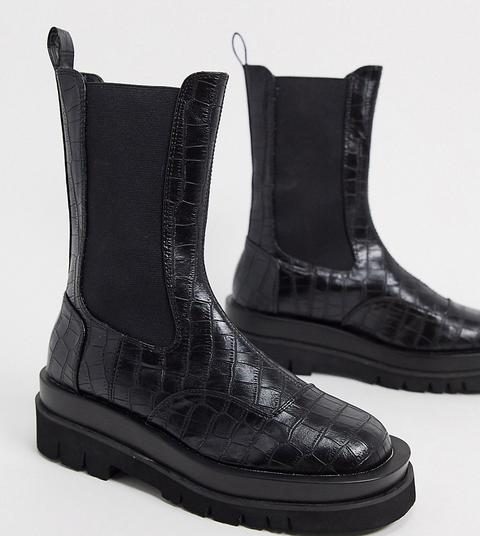 Botas Chelsea De Material Vegano En Negro Cocodrilo Exclusive Nora De Z_code_z