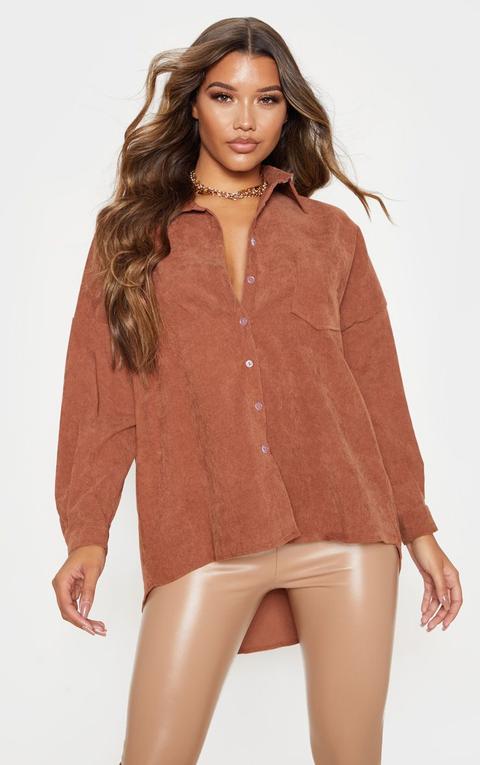 Brown Cord Oversized Denim Shirt