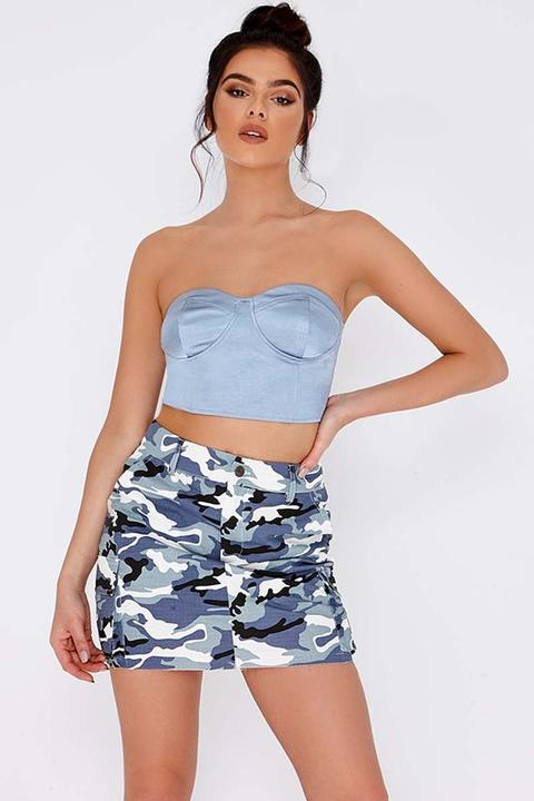 Blue Bralets - Pia Mia Light Blue Satin Bandeau Bralet