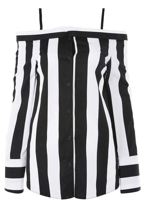 Topshop B&b N Humbug Stripe Bardot Camicetta Mono