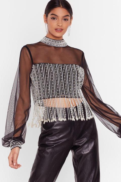 Womens All Or Nothing Pearl Crop Top