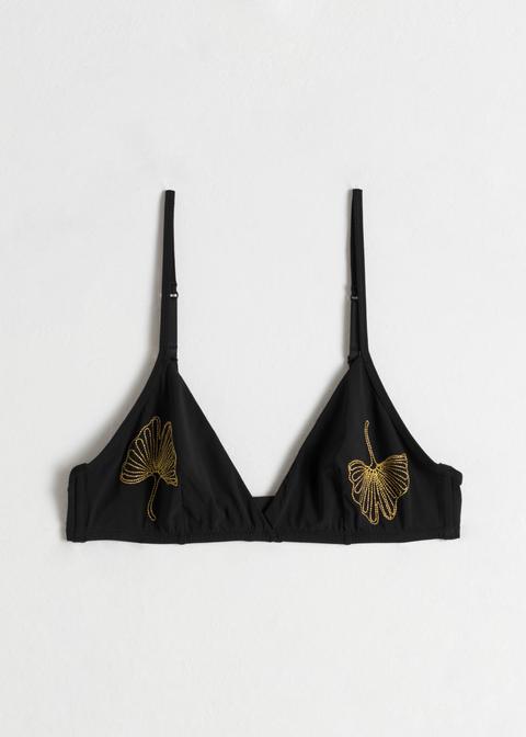 Metallic Embroidered Triangle Bra