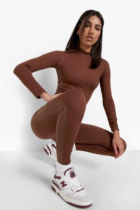 Womens Thick Seamfree Power Leggings - Brown - M, Brown