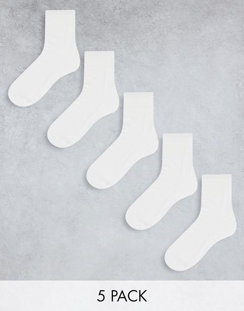 Monki 5 Pack Organic Cotton Socks In White