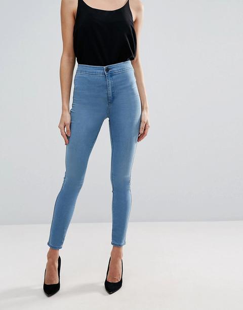 Asos - Rivington - Jeggings Di Jeans A Vita Alta Blu Medio Slavato - Blu