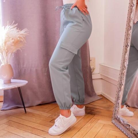Pantalon Fluide Cargo Vert D'eau